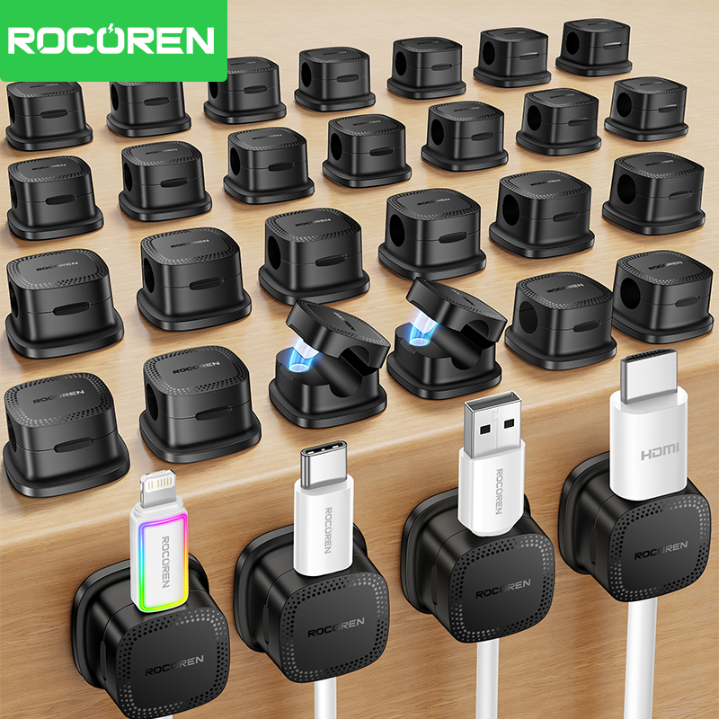 Cable Organizer Magnetic - ROCOREN 30 STKS Magnetische kabelorganizerclips voor
