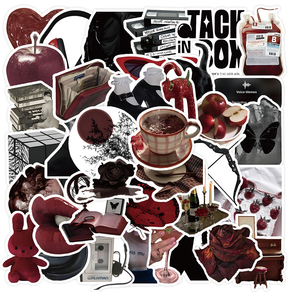 Phone Accessories Red - 50 stuks rode en zwarte thema-stickers