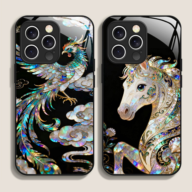 Phone Accessories Kiosk - Stijlvolle paarden marmer textuur geprinte gehard
