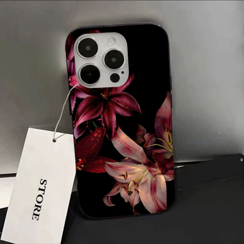 Phone Accessories Red - Elegant Rood Lelie Bloem Telefoonhoesje Voor
