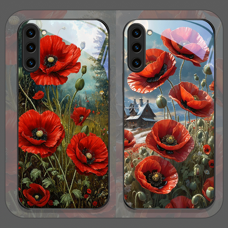 Phone Accessories Red - Retro Poppy Bloemen Bloeiend Heet Rood