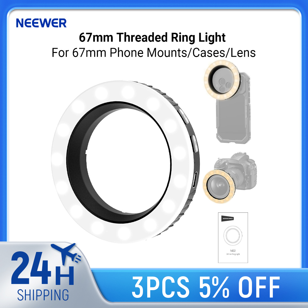 Led Flash Case - NEEWER Basics 67mm Ringlamp met schroefdraad