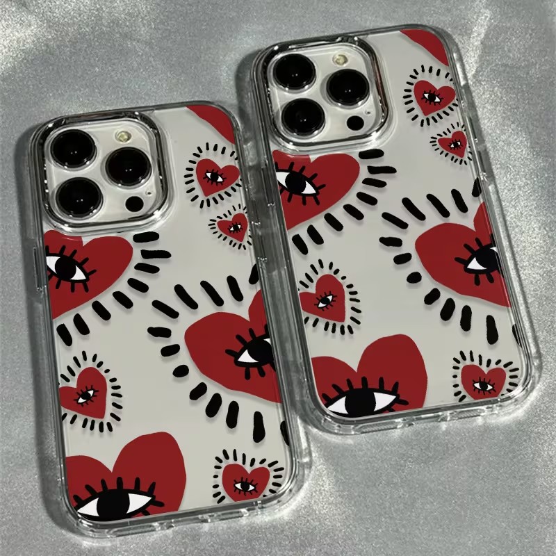 Phone Accessories Red - Uniek rood hart oogframe zachte telefoonhoes