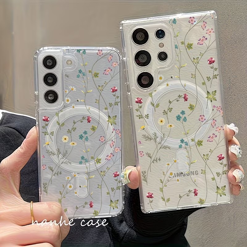 Phone Accessories And Cases - Bloemenpatroon Magnetische Telefoonhoes Voor Samsung Galaxy