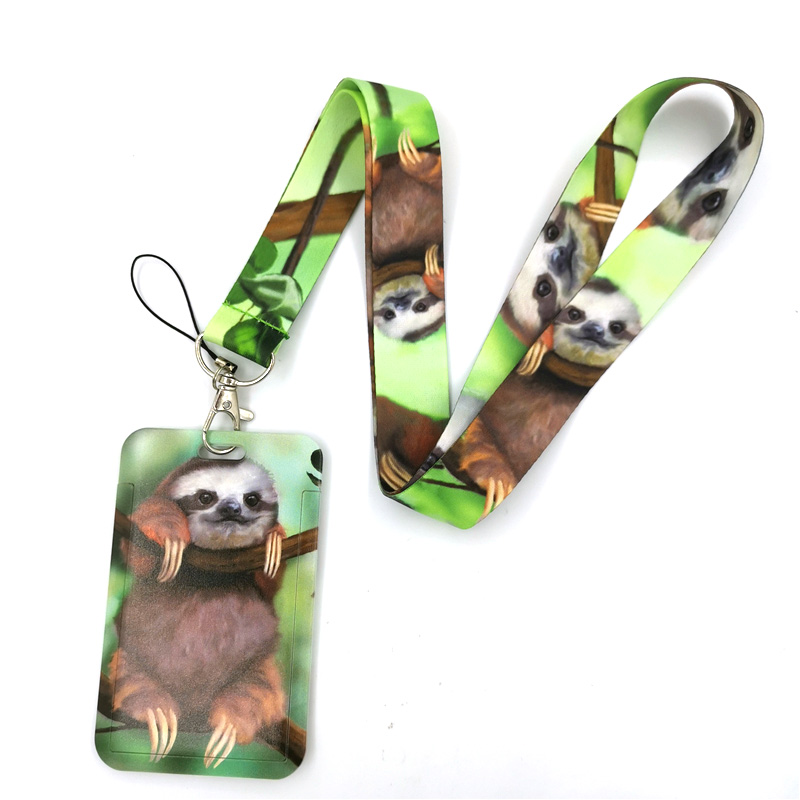 Neck Hanging Phone Holder - Echte dierenluiaard Anime Lanyard Badgehouder ID-kaart