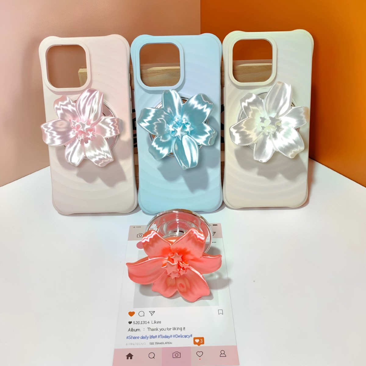 Phone Accessories And Cases - Glanzende parel lily bloem magnetische telefoon