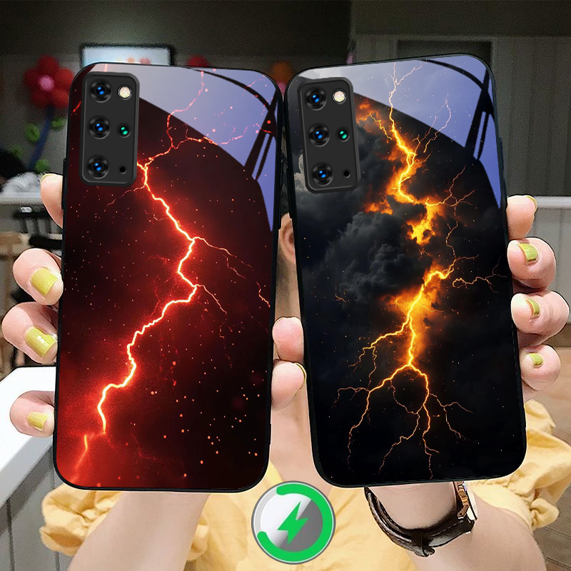 Phone Accessories Red - Mysterieuze rode bliksem telefoonhoesje van glas