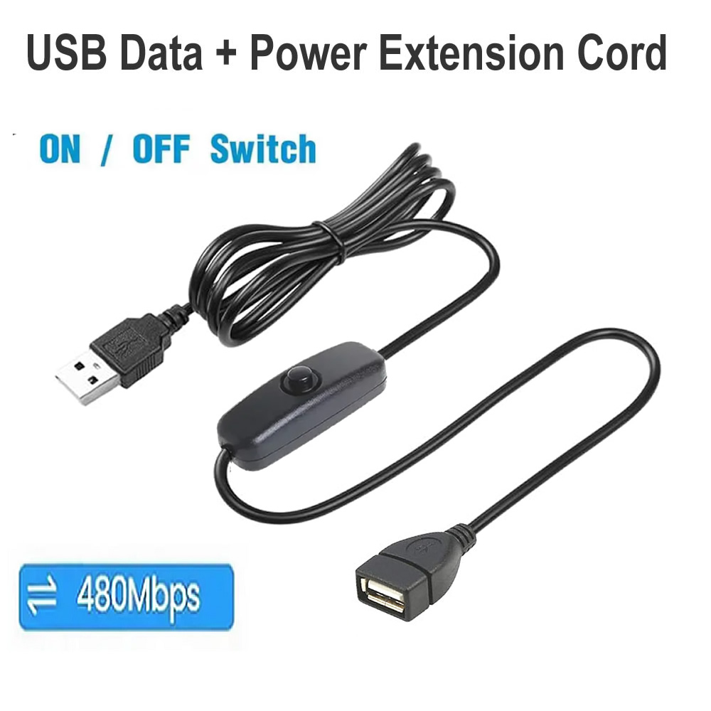 Led Flash Case - 1M/2M USB man-vrouw verlengkabel met aan/uit-schakelaar