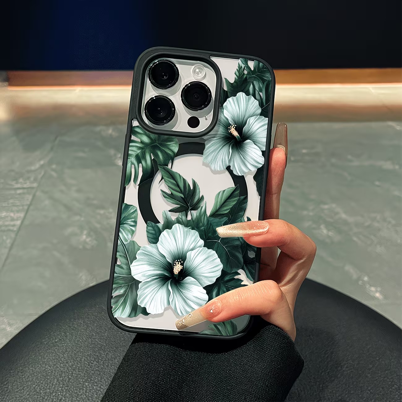 Phone Accessories Kiosk - Groene bloemenprint telefoonhoesje voor iPhone 17
