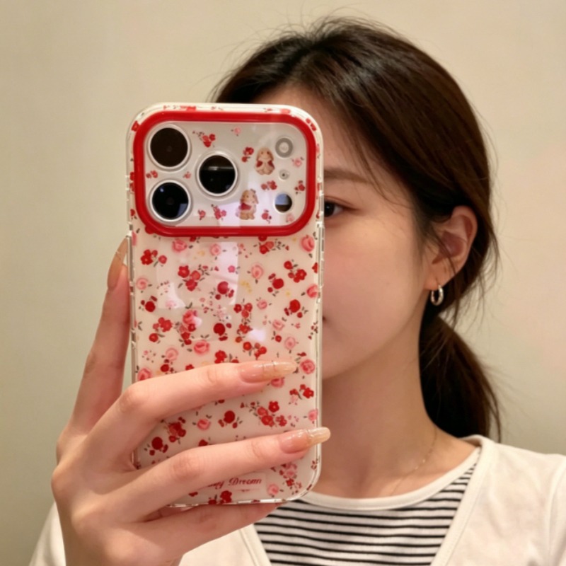 Mooie Cartoon Rode Bloemen Pat - Phone Accessories Red recensie en prijs