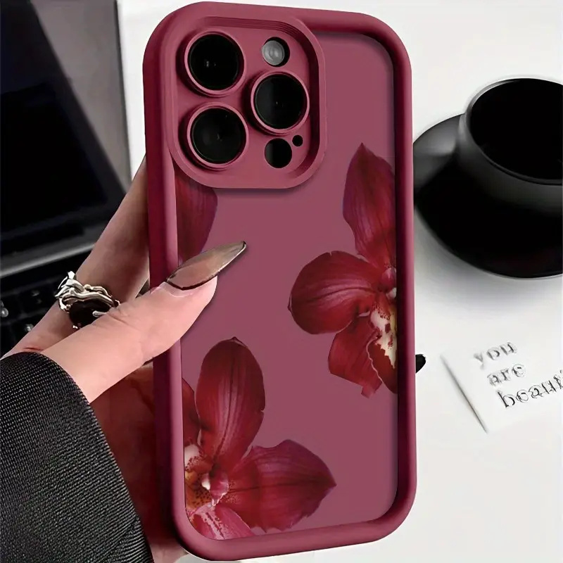 Wijnrode orchideeën bloemenpat - Phone Accessories Red recensie en prijs