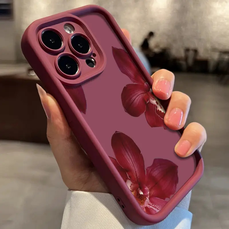 Wijnrode orchideeën bloemenpat - Phone Accessories Red recensie en prijs