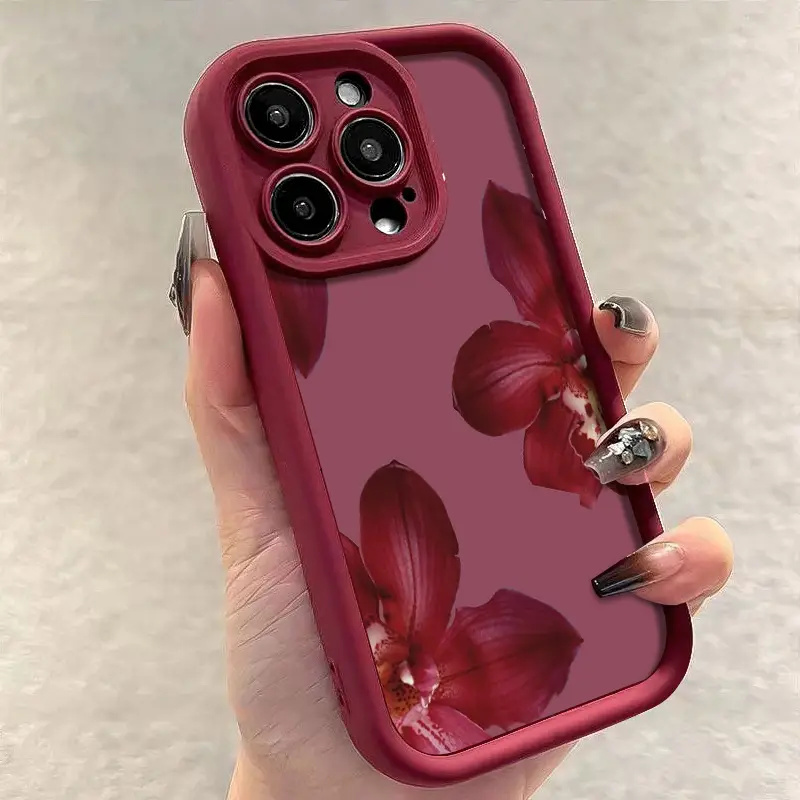 Wijnrode orchideeën bloemenpat - Phone Accessories Red recensie en prijs